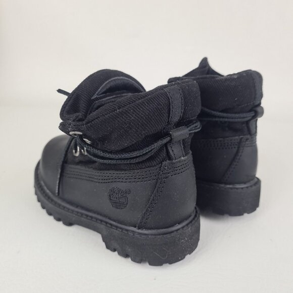 Timberland Roll Top Impermeable TODDLER Boots Waterproof Black Size 6C - Picture 6 of 9